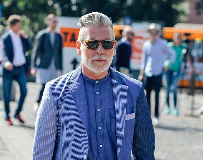 條紋休閒西裝及襯衫