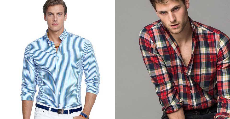 身型高的男士著條紋襯衫及格紋襯衫