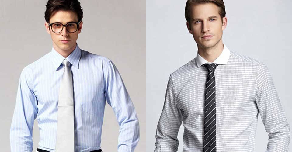 著淡藍色及淺灰色襯衫男士