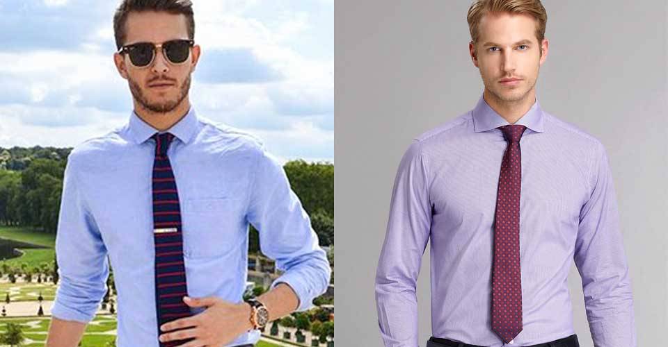 藍色襯衫搭配多彩花紋領帶男士