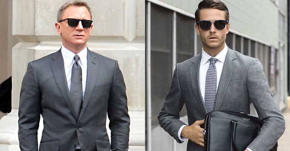 灰色西裝搭配白襯衫灰領帶男士