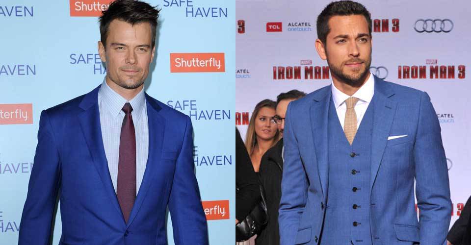 藍色西服搭配暗紅及黃色系領帶男士