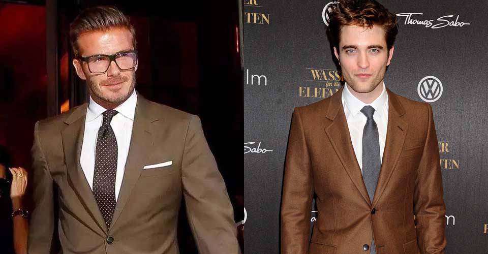 咖啡色西服搭配白襯衫咖啡色領帶男士