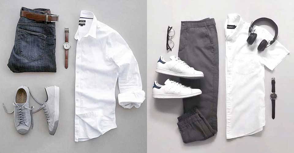 襯衫與下著及配件的搭配圖