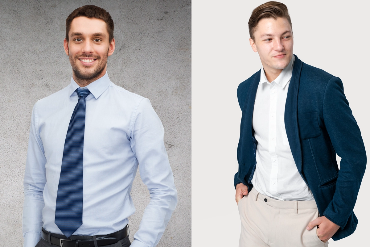 身著合身襯衫男士