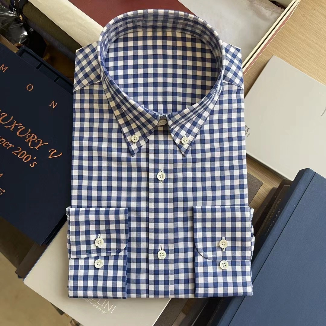 白色格紋純棉襯衫