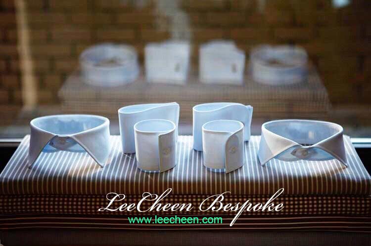 藍白色混紡襯衫面料及領型、袖型樣本