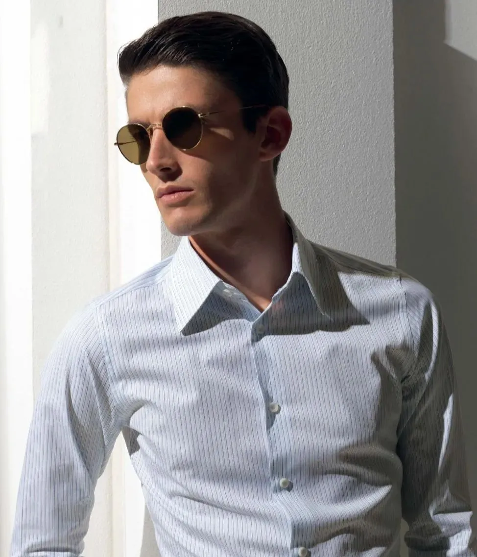 藍白條紋英式襯衫