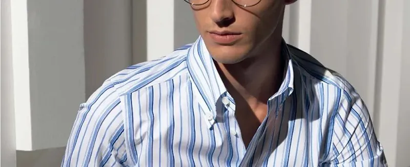 白色條紋美式襯衫