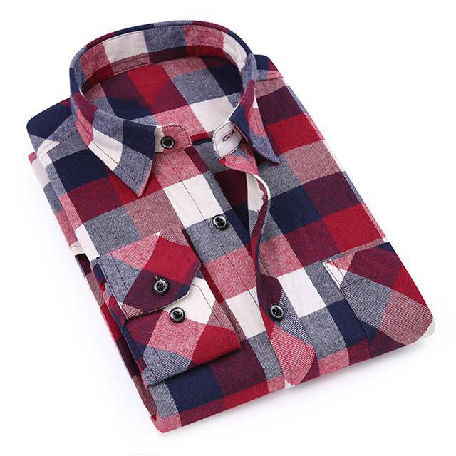 紅藍粗格紋襯衫