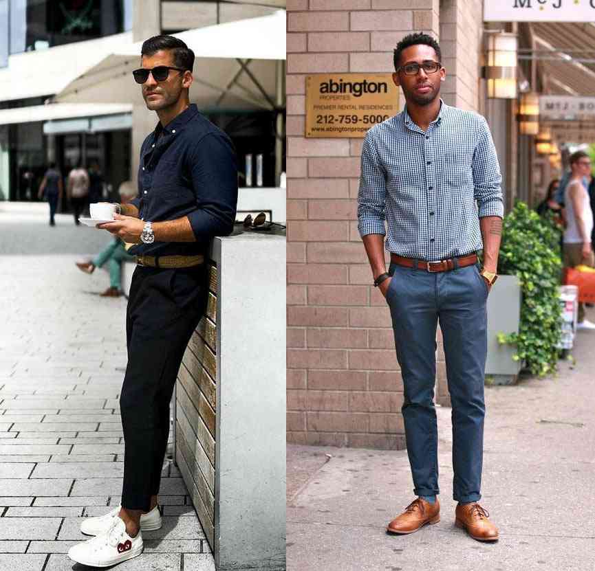 著黑色及格紋襯衫男士