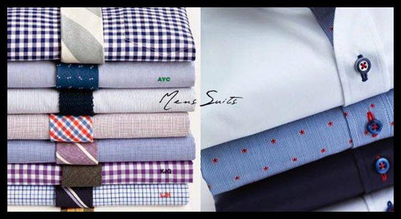 折疊好的各種顏色及花紋襯衫