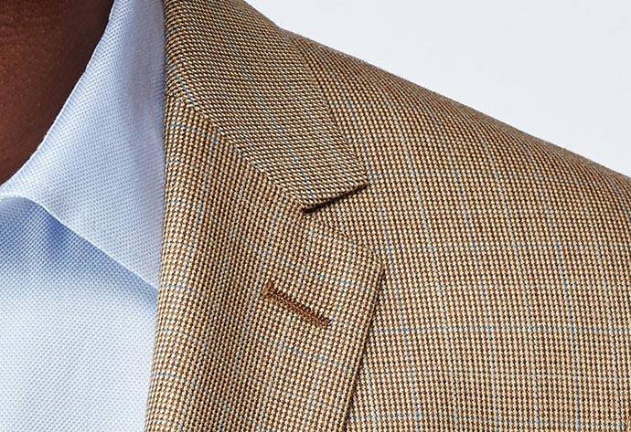 亞麻混紡細格紋西裝外套