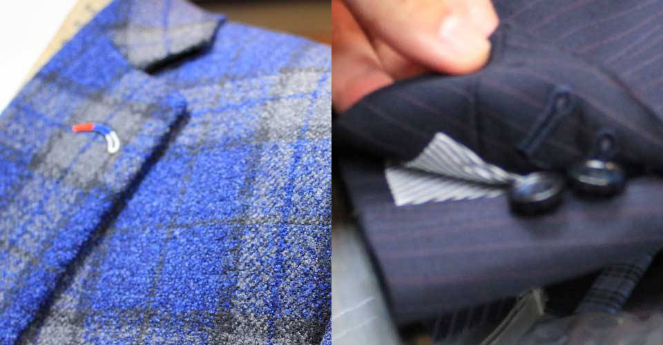 西裝領口與袖口細節