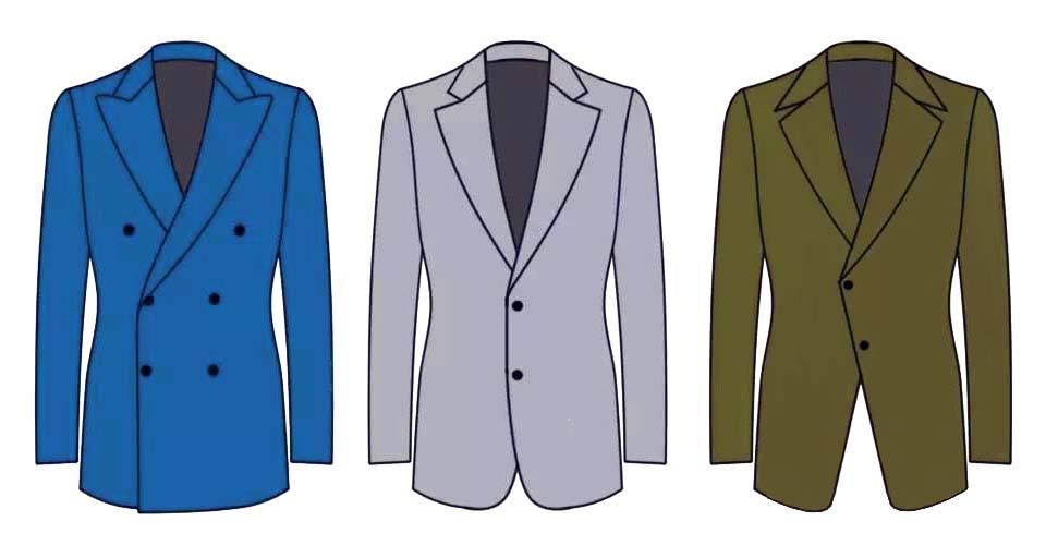 西裝門襟示意圖
