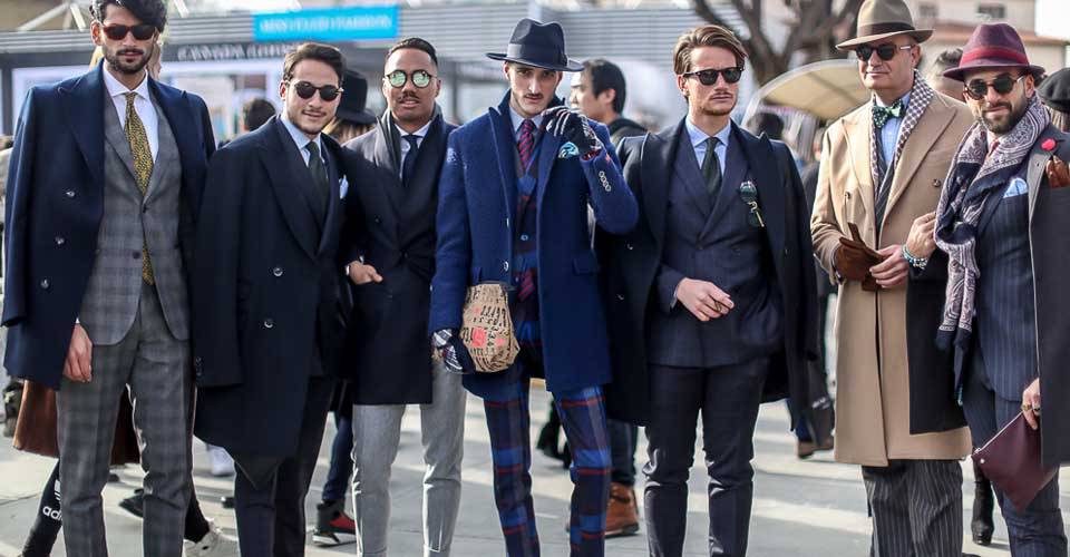 穿著各式西裝及大衣穿搭的男士們