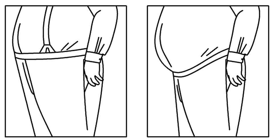 穿著西裝褲有用吊帶和沒用吊帶比較圖