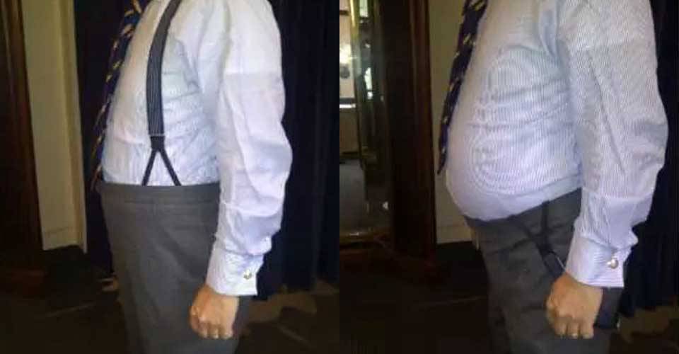 穿著西裝褲有用吊帶和沒用吊帶的實際穿搭照