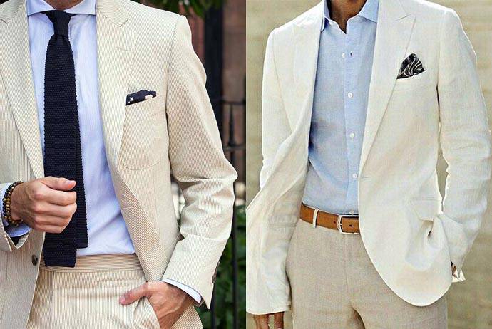 八盎司面料製作的白色西裝套裝