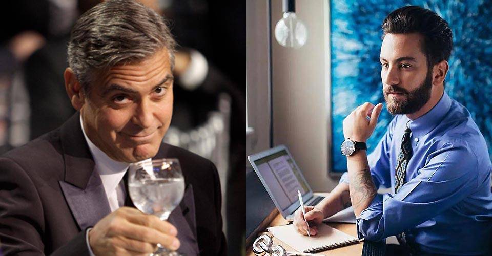 著黑色紳士禮服與藍色襯衫的男士們