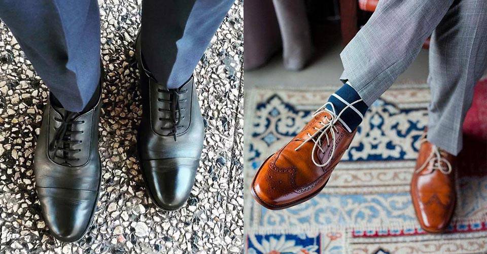 黑色牛津鞋與駝色雕花牛津鞋