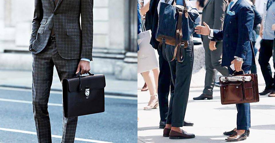 西裝男士們手提公事包