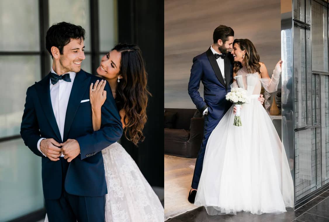 黑色與深藍色新郞結婚西裝