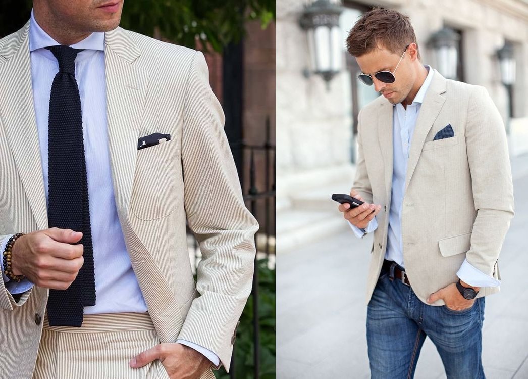 夏日米白色西裝外套穿搭