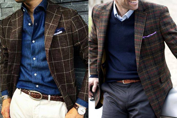 咖啡色格紋混搭風