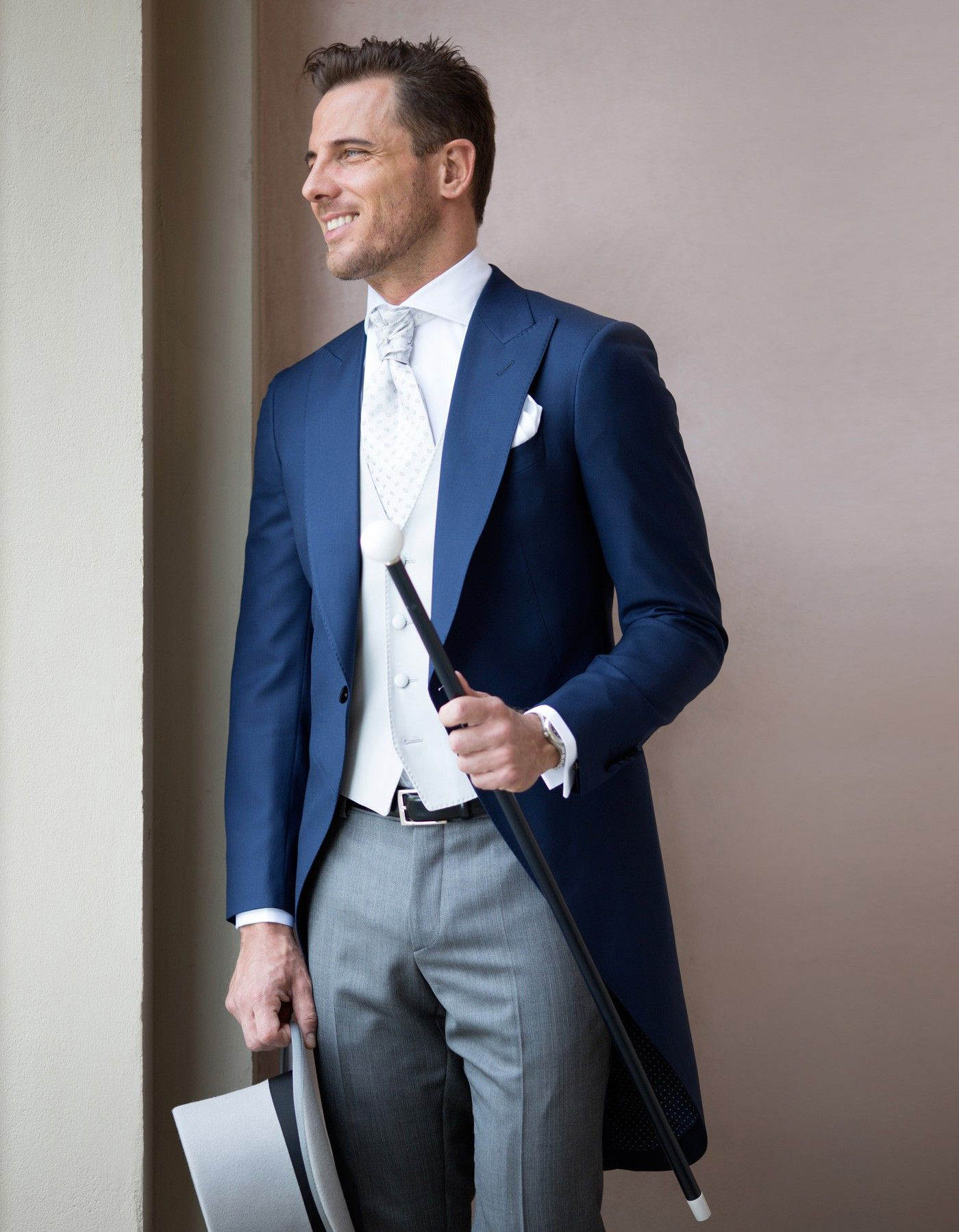 藍色晨禮服+禮帽