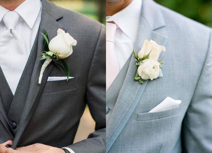 阿曼尼領灰色及淺藍色禮服