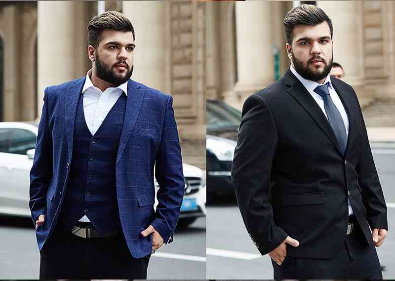 大尺碼藍色格紋西裝及黑色西裝