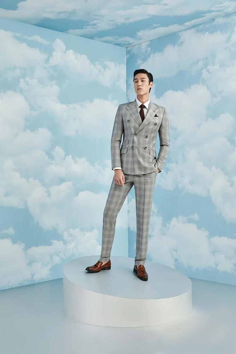 淺灰格紋西裝套裝