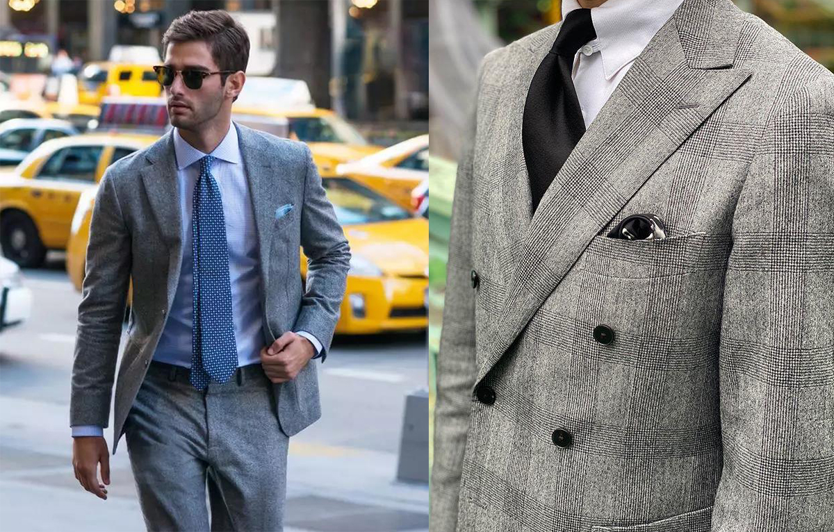 灰色素面西裝及灰色格紋西裝