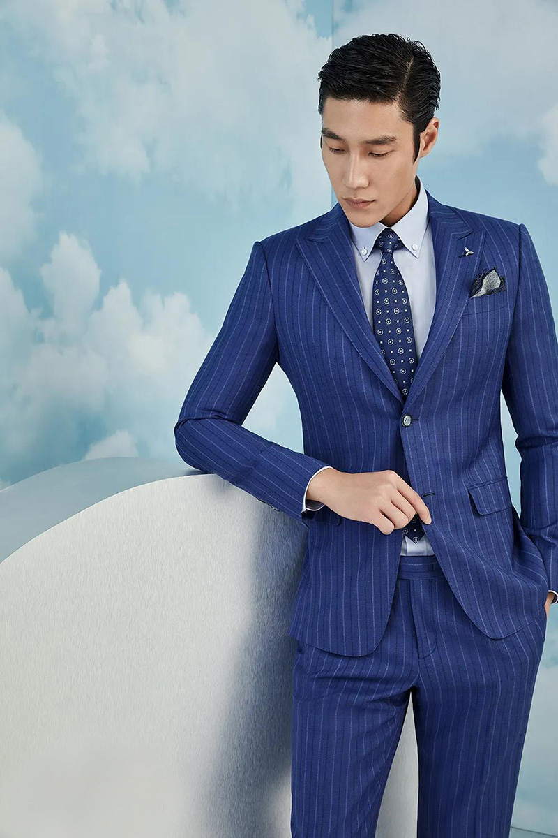 海藍色條紋西裝套裝