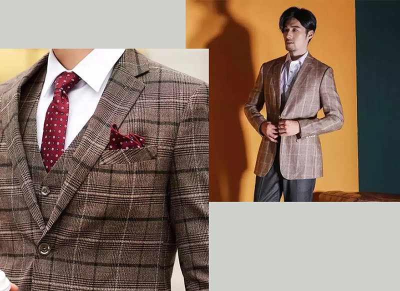 褐色格紋西裝外套
