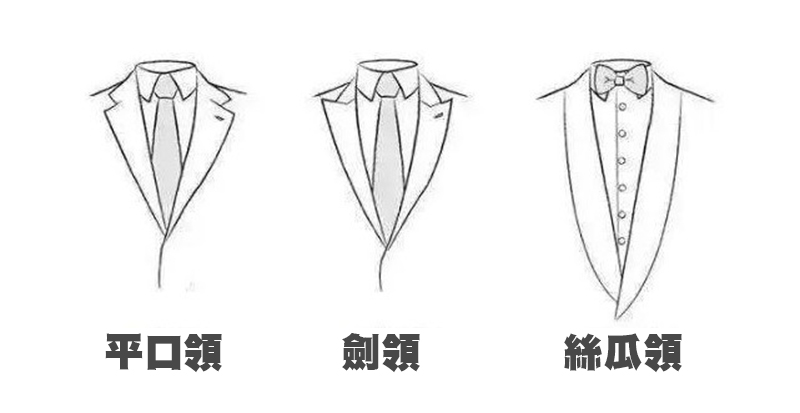 西裝領型-平口領-劍領-絲瓜領