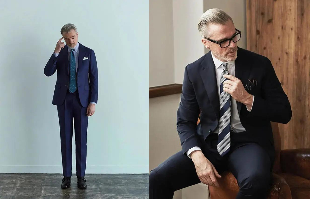 深藍色及黑色西裝套裝