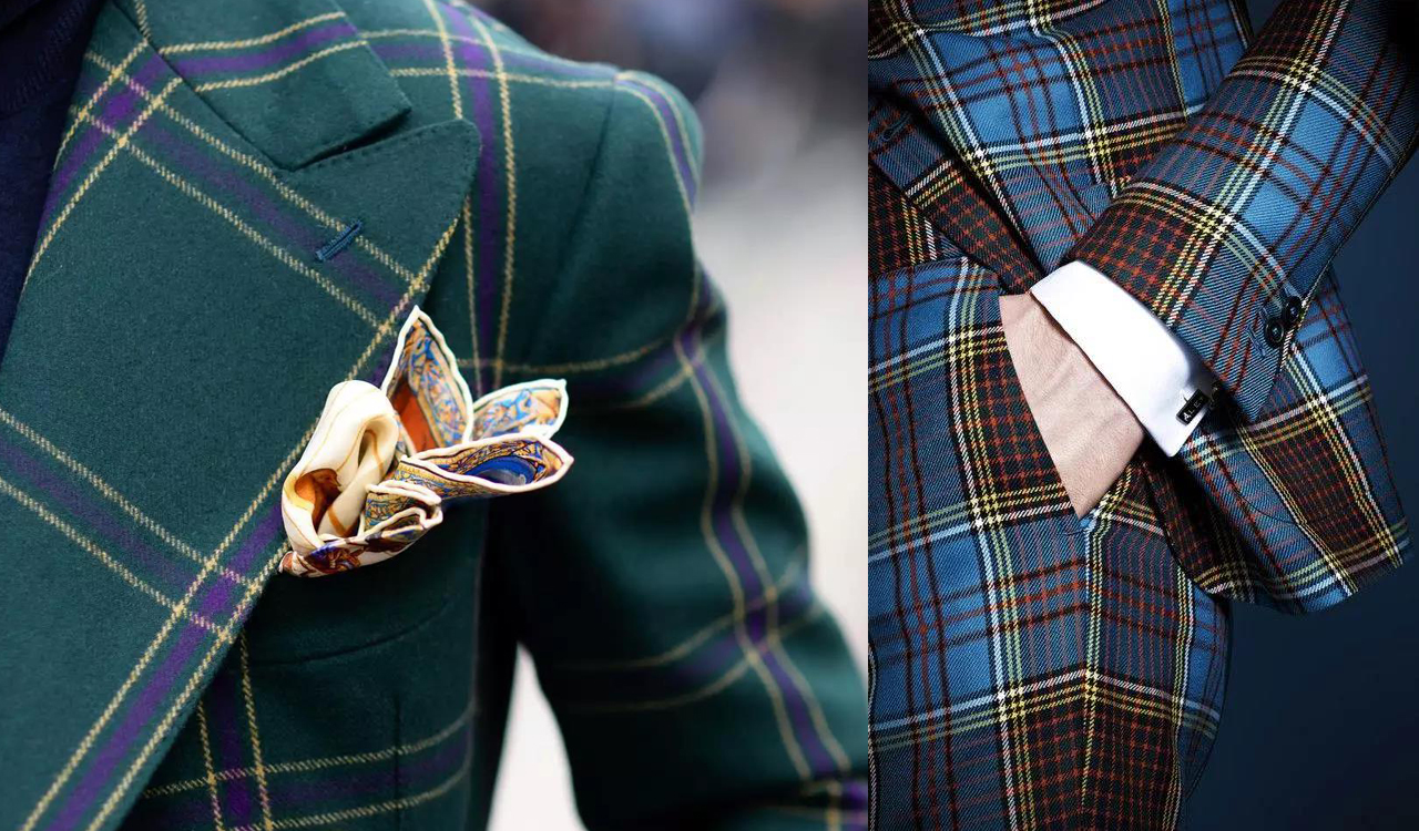 綠色格紋西裝外套與顏色鮮艷格紋西裝