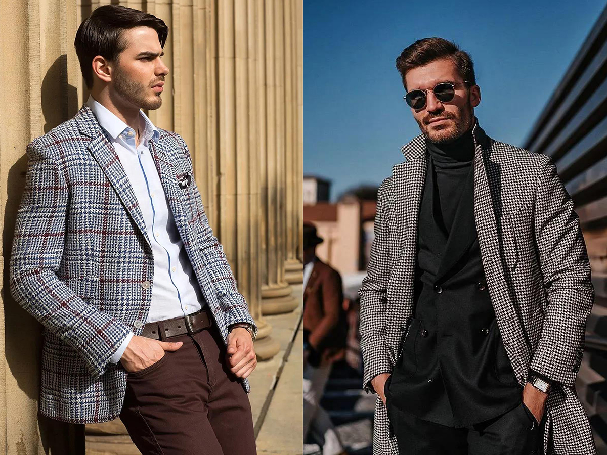 白底千鳥格西裝款式