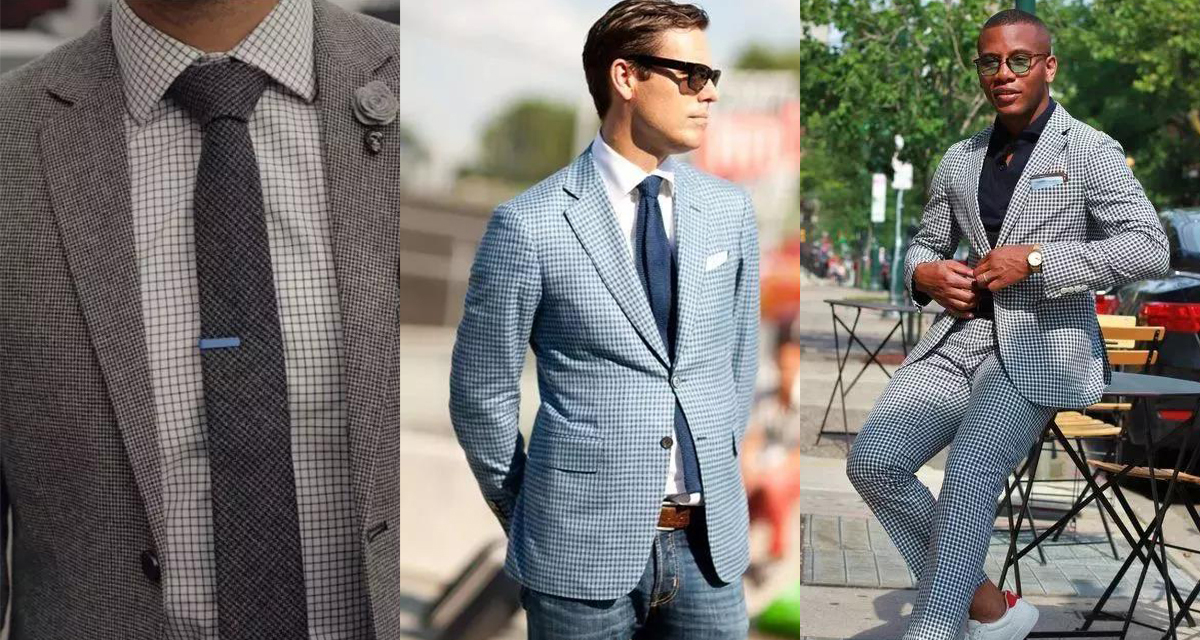 灰色、藍、黑白維希格紋西裝外套