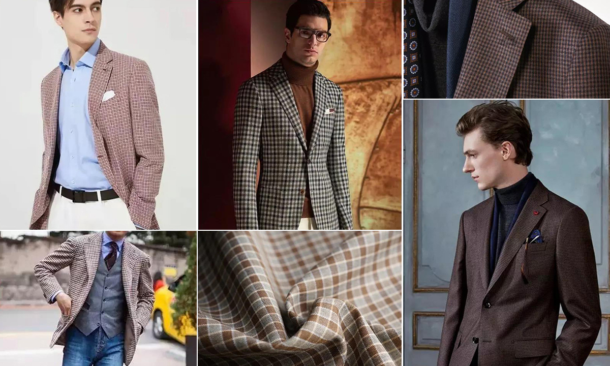 不同色系維希格紋西裝外套及布料