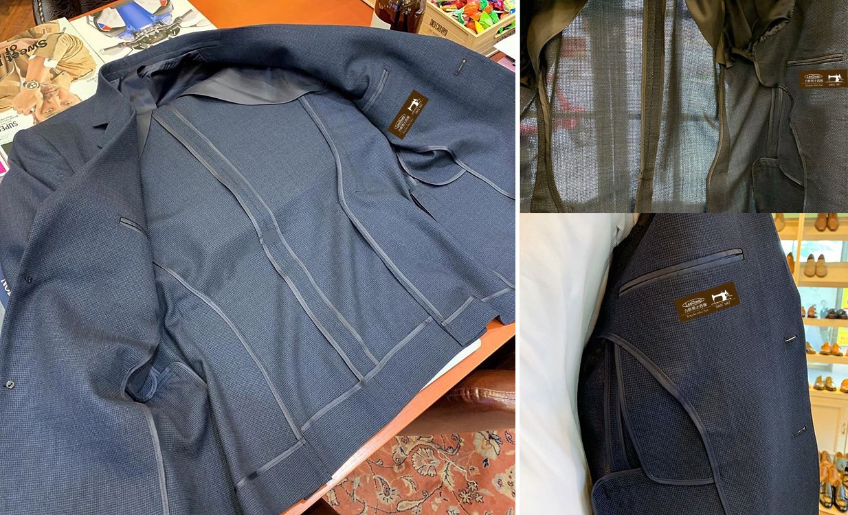 亞麻西裝外套內部細節