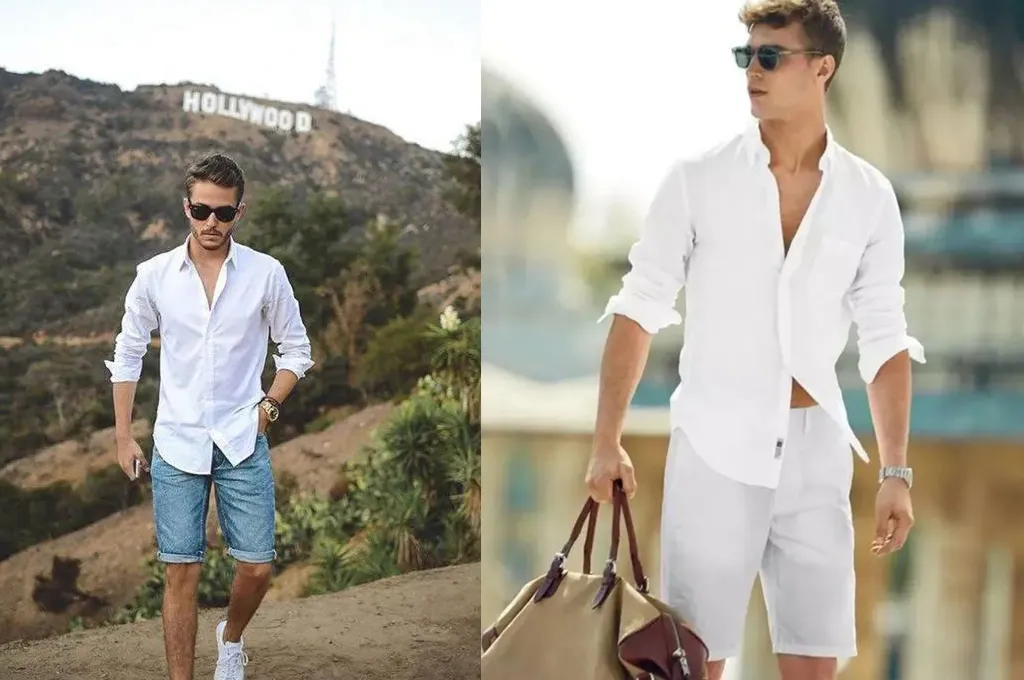 白襯衫搭配短褲