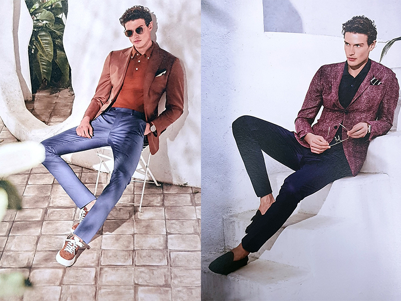 穿著紅色休閒西裝外套的男士們