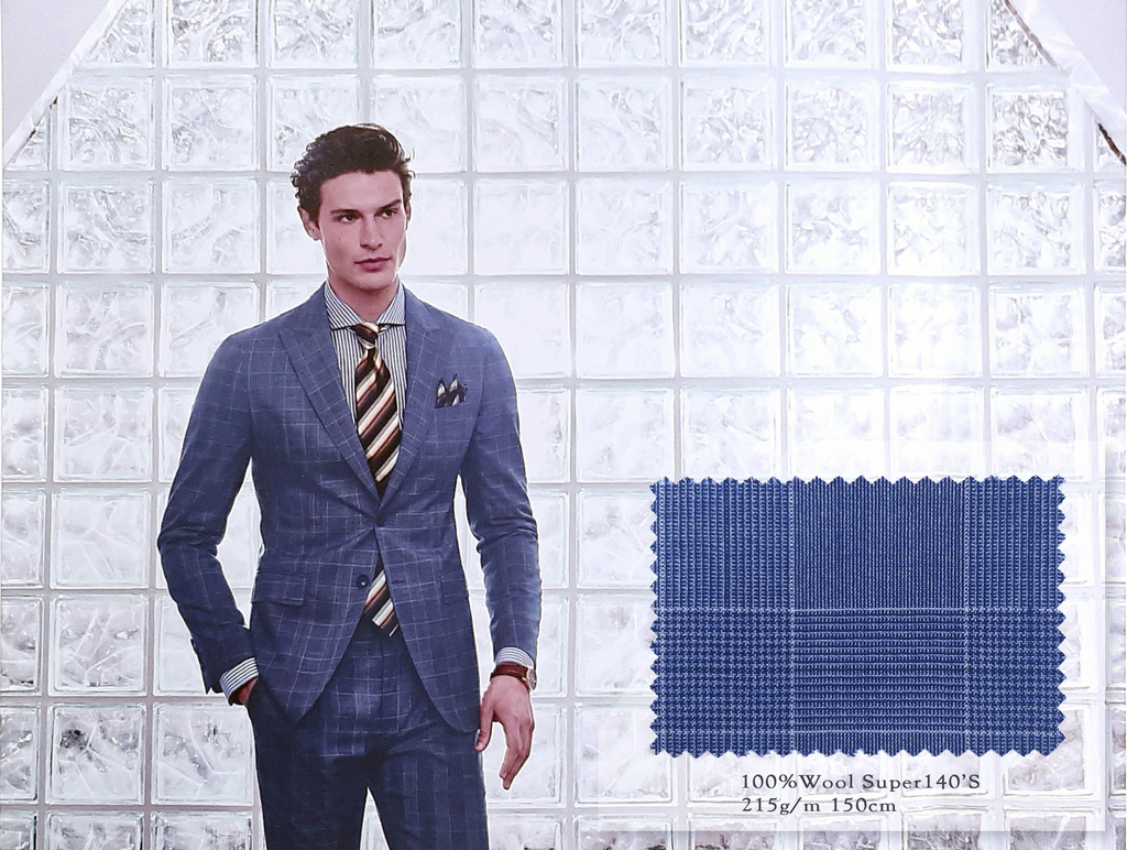 藍色格紋西裝外套及面料