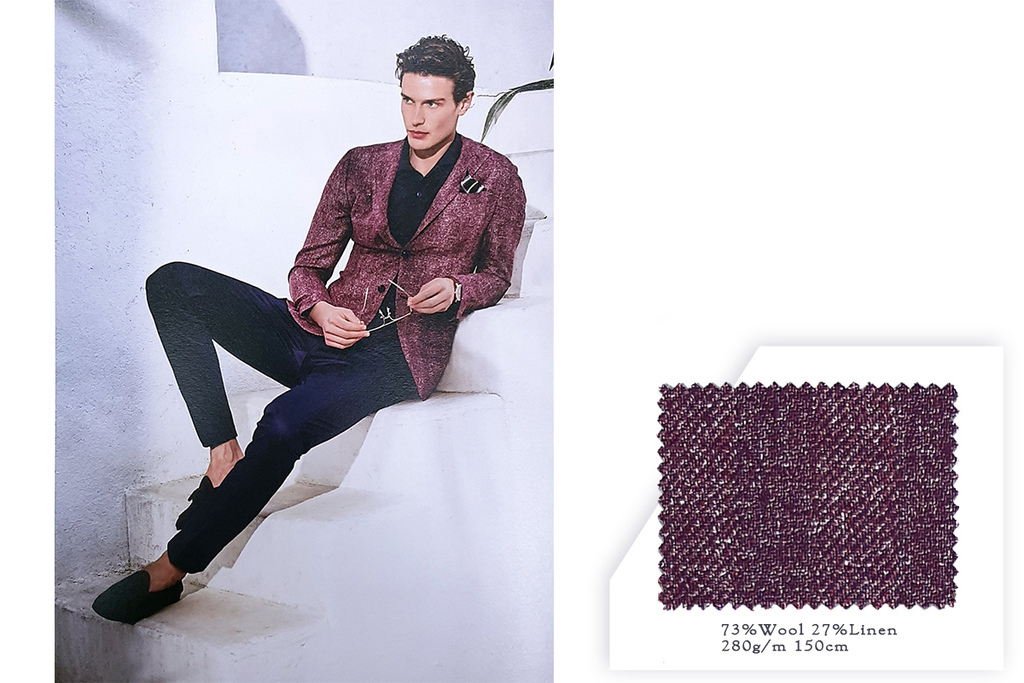 黑加侖紫西裝外套和面料