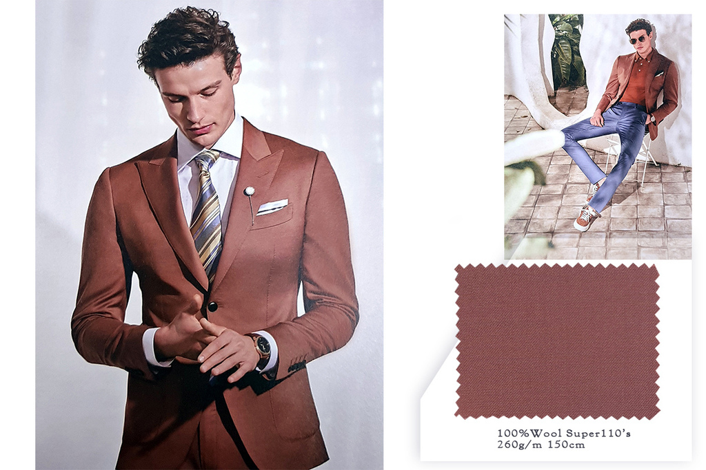 丹紅色西裝外套及面料