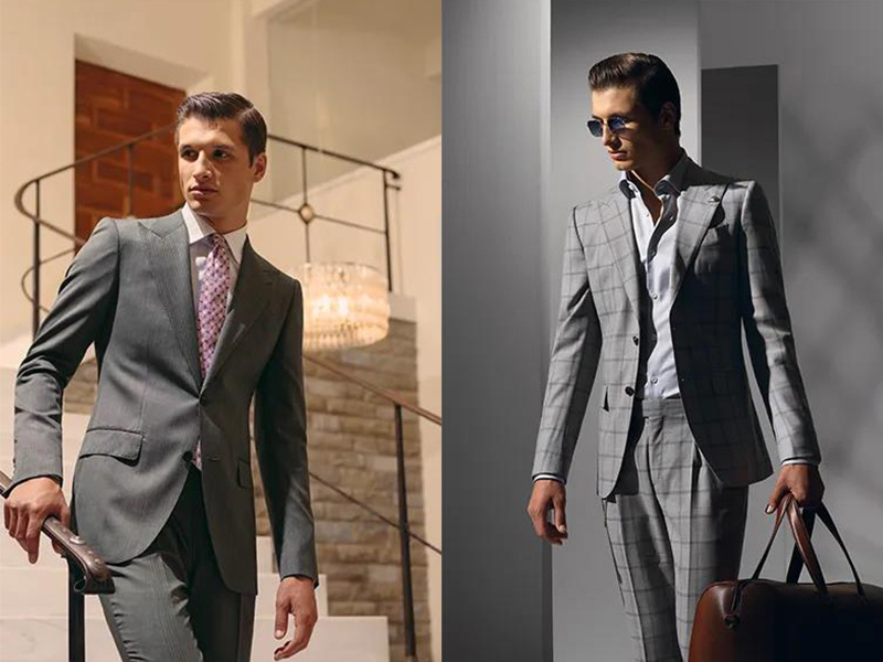 穿著灰色西裝及灰色格紋西裝的男士們