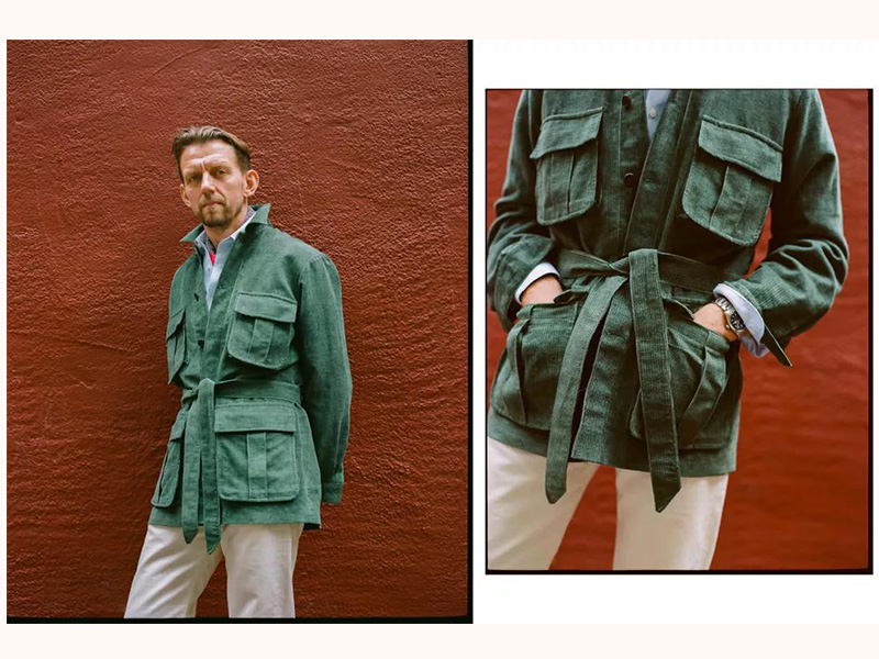 穿著綠色襯衫外套的男子